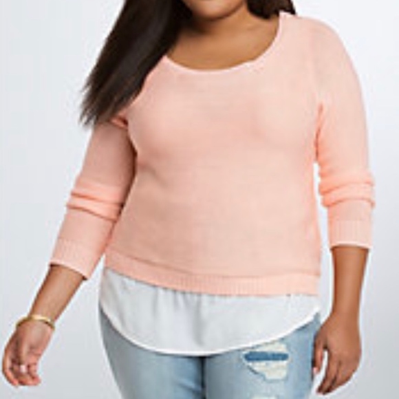torrid Sweaters - Torrid Reverse Stitch Twofer Sweater in Peach NWT